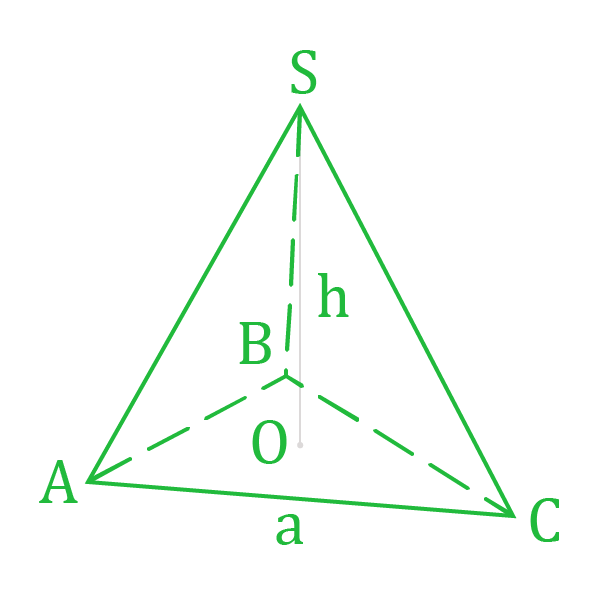 Нахождение объема правильной треугольной пирамиды.