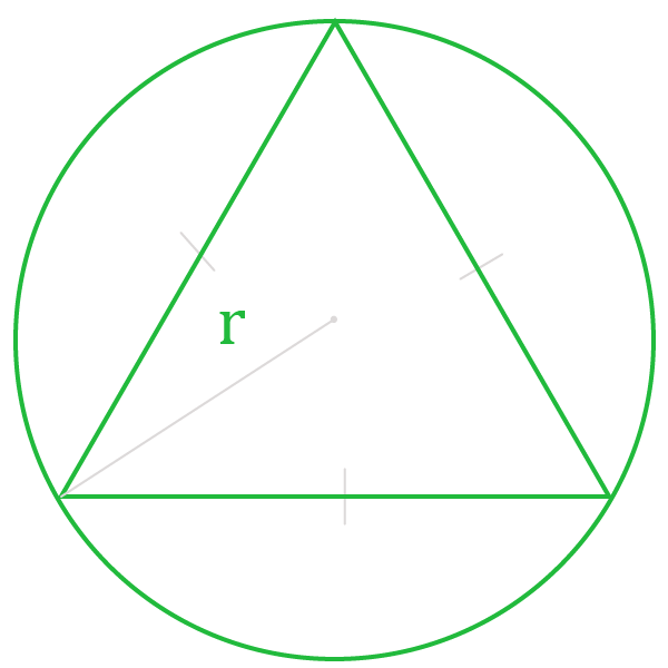 Нахождение площади равностороннего треугольника через радиус описанной окружности.
