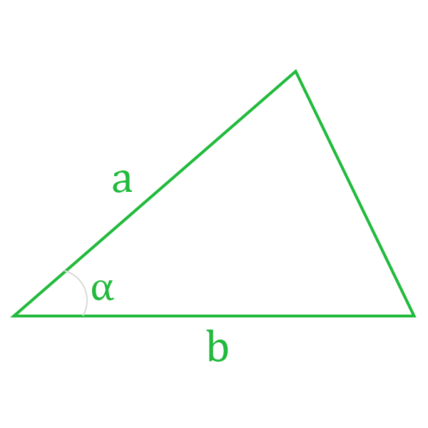 Нахождение площади треугольника через две стороны и угол.