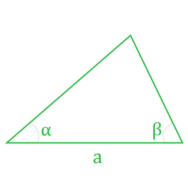 Нахождение площади треугольника через сторону и два прилежащих угла.